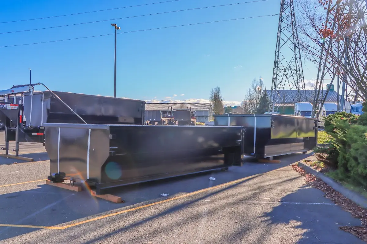 Roll-off dumpster ready for waste disposal at job site for Construction Dumpster Rental in Gardena